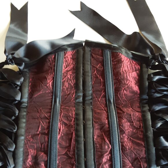 Burgandy/Black waist Corset, Vintage - Picture 4 of 4